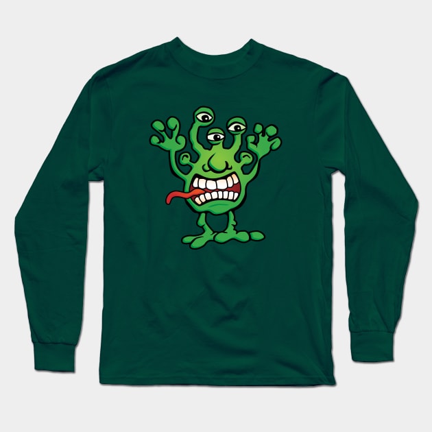 Cartoon Monster Alien Long Sleeve T-Shirt by hobrath